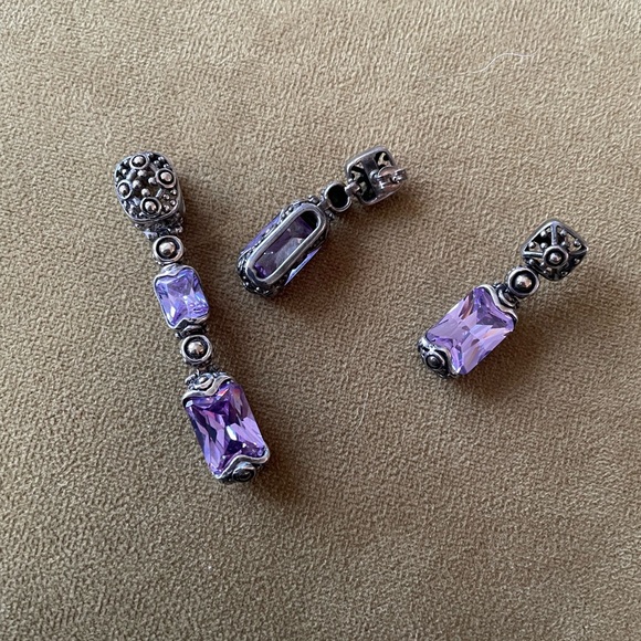 Purple Crystal Earrings and Pendant - Picture 4 of 4